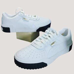 Puma Size 9 US Leather Casual Shoes Trainers Cali Wedge Sneakers White Black